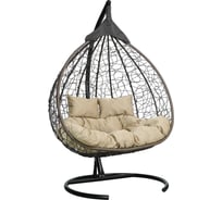Подвесное двухместное кресло-кокон Лаура FISHT коричневый + коричневый каркас, подушка бежевая FIS 302 34918849
