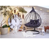 Подвесное двухместное кресло-кокон Лаура FISHT черное + черный каркас, подушка антрацит велюр №19 FIS 107 №19