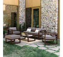 Набор садовой мебели GreenWeen CAPRI коричневый, 5 предметов: диван, 2 кресла, столик, пуф GW-AL-CAPRI-BROWN-S5A