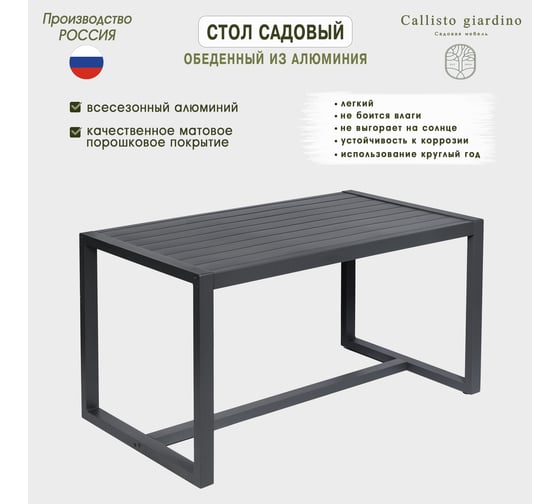 Стол садовый Callisto mobili Callisto giardino обеденный из алюминия G001.1E 150x84x77 см G001.1Е11
