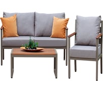 Набор садовой мебели GreenWeenSANTORINI S3, цвет PECAN, 3 предмета: диван, кресло, столик GW-AL-SANT-P-S3