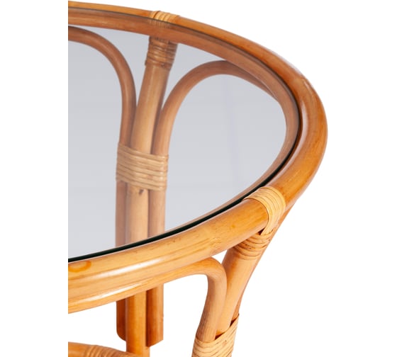 Комплект Tetchair "PELANGI" 02/15 стол со стеклом + 4 кресла, с подушками, ротанг, кресло 65x65x77 см, стол 64x61 см, Honey (мед) 10534