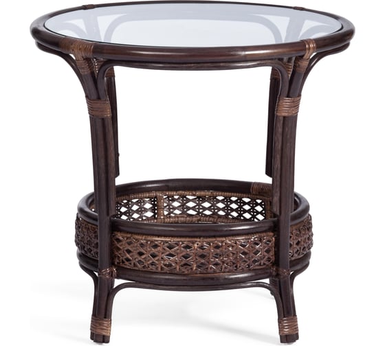 Комплект Tetchair "PELANGI" 02/15 стол со стеклом + 4 кресла, с подушками, ротанг, кресло 65x65x77 см, стол 64x61 см, walnut (грецкий орех) 15198