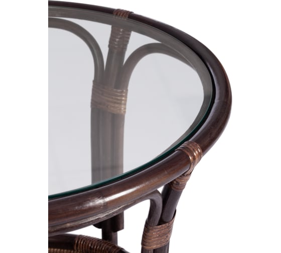 Комплект Tetchair "PELANGI" 02/15 стол со стеклом + 4 кресла, с подушками, ротанг, кресло 65x65x77 см, стол 64x61 см, walnut (грецкий орех) 15198