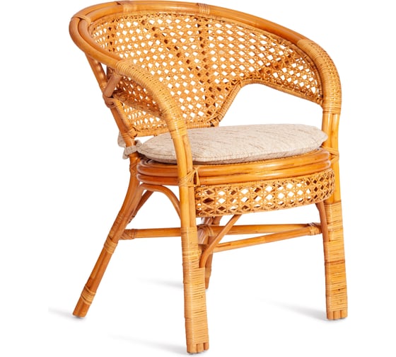 Террасный комплект Tetchair "PELANGI" стол со стеклом + 2 кресла, с подушками, ротанг, кресло 65x65x77 см, стол 64x61 см, Honey (мед) 24265