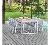 Набор садовый обеденный GreenWeen SANTORINI, цвет белый/светло-серый 7 предметов: стол 1800x980 и 6 стульев, GW-AL-SANT-DINNER-W-LIN-S5 GW-AL-SANT-DIN-W-LIN-S5