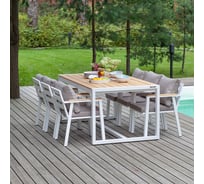 Набор садовый обеденный GreenWeen SANTORINI, цвет белый/темно-серый 7 предметов: стол 1800x980 и 6 стульев, GW-AL-SANT-DINNER-W-ASH-S5 GW-AL-SANT-DIN-W-ASH-S5
