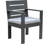 Стул уличный с подлокотниками GreenWeen KORFU, каркас алюминий цвет LAVA, подушка рогожка BAHAMA LINEN, 620x570x880, GW-AL-KORFU-STULPODL-LAVA