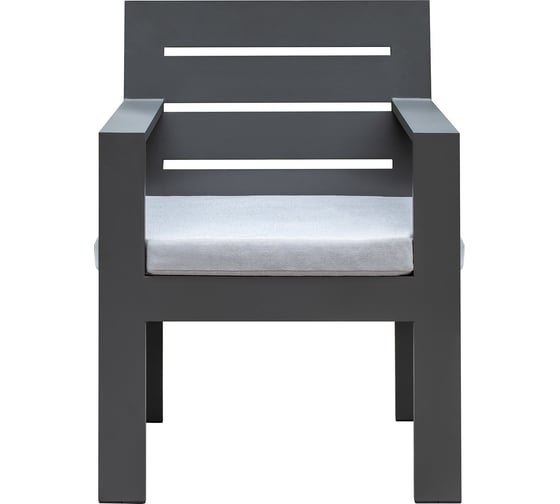 Стул уличный с подлокотниками GreenWeen KORFU, каркас алюминий цвет LAVA, подушка рогожка BAHAMA LINEN, 620x570x880, GW-AL-KORFU-STULPODL-LAVA