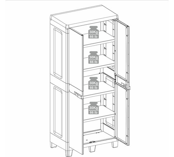 Уличный глубокий двухдверный шкаф TOOMAX WOODY'S XL 4 полки, антрацит Z077R032