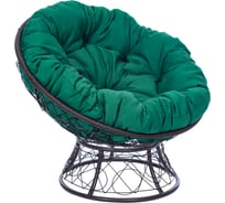 Кресло Лаура ПАПАСАН ПЛЮС коричневый, с ротангом, зеленая подушка PAPSpl-303