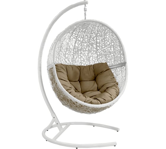 Подвесное кресло Leset Lunar White, каркас белый, подушка темно-бежевая 3120-9907 1