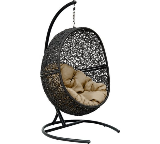 Подвесное кресло Leset Lunar Black, каркас черный, подушка темно-бежевая 3114-9839 1