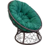 Кресло Лаура ПАПАСАН коричневый с ротангом, зеленая подушка PAPS-3 103