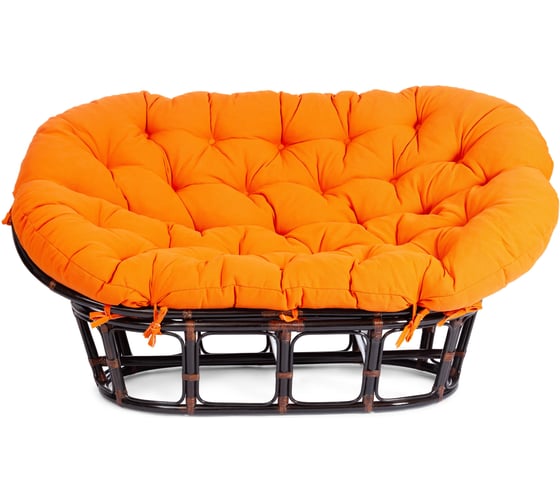 Диван Tetchair MAMASAN/МАМАСАН 23/02 W с подушкой 182x119 см, 169x102x80 см, Antique brown (античный черно-коричневый), ткань, оранжевый, С 23 24255