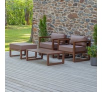 Набор садовой мебели GreenWeen CAPRI коричневый, 4 предмета: 2 кресла, столик, пуф GW-AL-CAPRI-BROWN-S3B