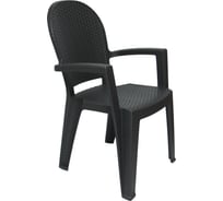 Пластиковый стул Протэкт Ротанг, высота 91 см, 59х52 см, Графит СПР Г