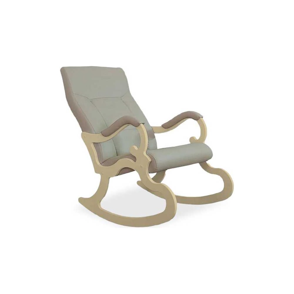 Кресло-качалка Мебелик Венеция экокожа крем, каркас дуб шампань ...