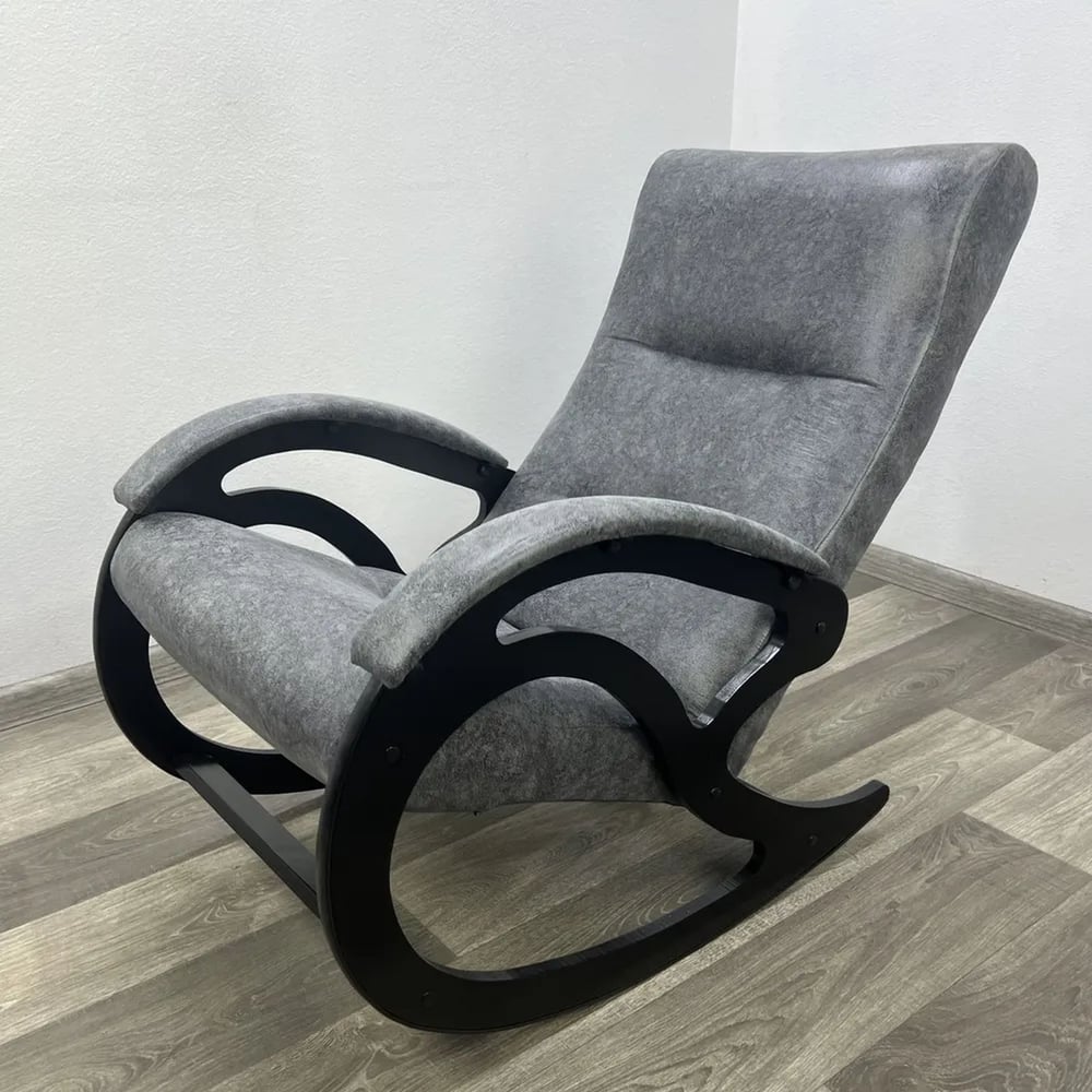 Кресло-качалка Solarius Классика из кожзама для дома и дачи, цвет серый ...