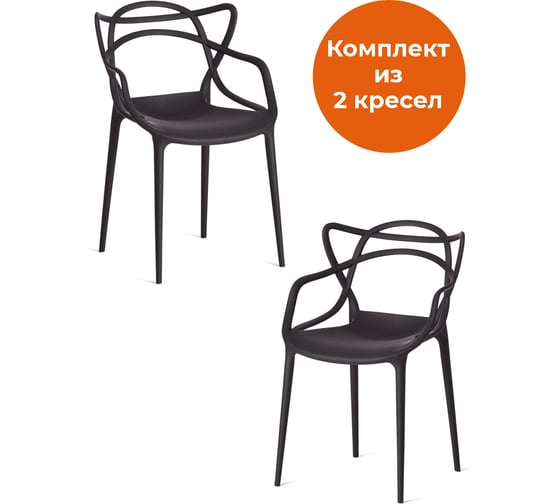 Комплект стульев Tetchair 2 шт. Cat Chair (mod. 028) пластик, 53x59x82,5 см, черный 24290