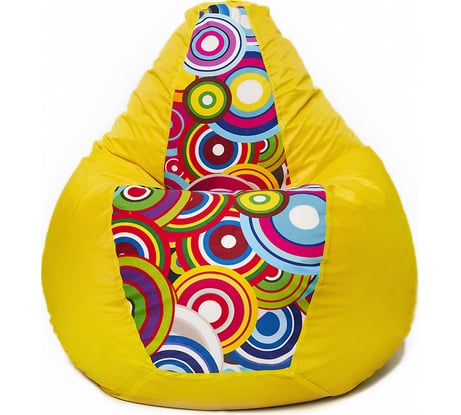 Кресло-мешок Relax line Груша oxford желтый+круги XL К-22