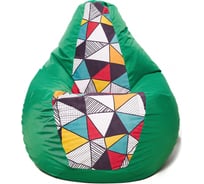 Кресло-мешок Relax line Груша oxford зеленый+абстракция S К-34
