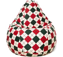 Кресло-мешок Relax line Груша велюр принт Английская клетка L К-273