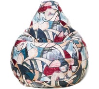 Кресло-мешок Relax line Груша велюр принт Fleur azure L К-252