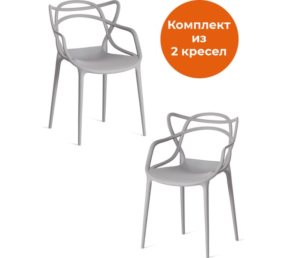 Комплект стульев TetChair Cat Chair (mod. 028) пластик, 53x59x82,5 см, темно-серый, 2 шт. 24291 1