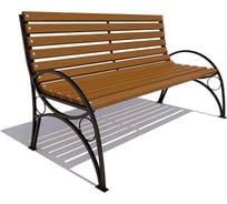 Скамейка для дачи 7 скамеек Тверь 77004, лиственница 1.5 м., тик 77004/ТВРЬ/1,5/9005/Л_ТИК