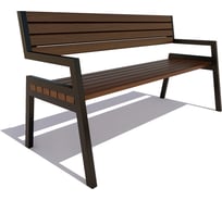Уличная скамейка 7 скамеек Дубна 77034, 1.5 м., лиственница, палисандр 77034/ДУБН/1,5/9005/ПАЛ
