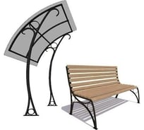 Садово-парковая скамейка с навесом 7 скамеек Уют, 1.8 м., сосна, палисандр 77062/УЮТ/1,8/9005/С_ПАЛ