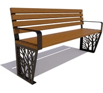 Скамейка 7 скамеек Роща, 2.0 м, лиственница, тик 77075/Б_РЩ/2,0/9005/Л_ТИК