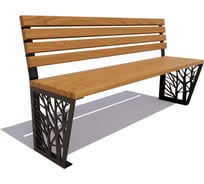 Скамейка без подлокотников 7 скамеек Роща, 2.0 м, сосна, дуб 77104/Б_РЩ/2,0/9005/C_ДУБ