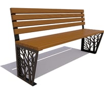 Скамейка без подлокотников 7 скамеек Роща, 1.8 м, сосна, тик 77104/Б_РЩ/1,8/9005/C_ТИК