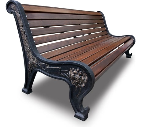 Чугунная скамейка 7 скамеек Патриот сосна, 1.8 м, палисандр 76060/ПАТР/1,8/9005/С_ПАЛ