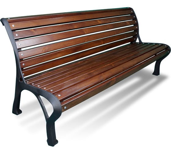 Чугунная скамейка 7 скамеек Екатеринбург 2.0 м, сосна, палисандр 76034/ЕКБ/2,0/9005/С_ПАЛ 1