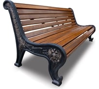 Чугунная скамейка 7 скамеек Патриот лиственница, 2.0 м, тик 76060/ПАТР/2,0/9005/Л_ТИК