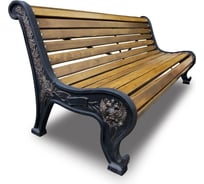 Чугунная скамейка 7 скамеек Патриот сосна 1.8 м, дуб 76060/ПАТР/1,8/9005/C_ДУБ