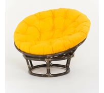 Кресло Vinotti Papasan 23/01 Темный Коньяк Желтая подушка