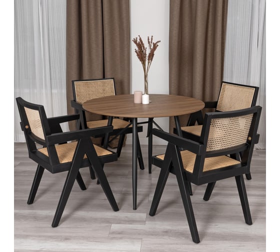 Комплект кресел Tetchair LOKI дерево вяз/ротанг, черный, 2 шт 24339