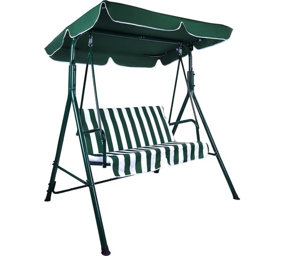 Качели садовые DASWERK RELAX SC-001, 2 места, Ш140хГ110хВ153, мягкое сиденье, зеленый/белый, 680050 1