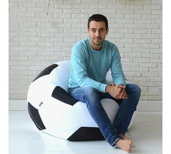 Мешок для сидения Mypuff Дружба мяч экокожа белый с черным ball_056_057