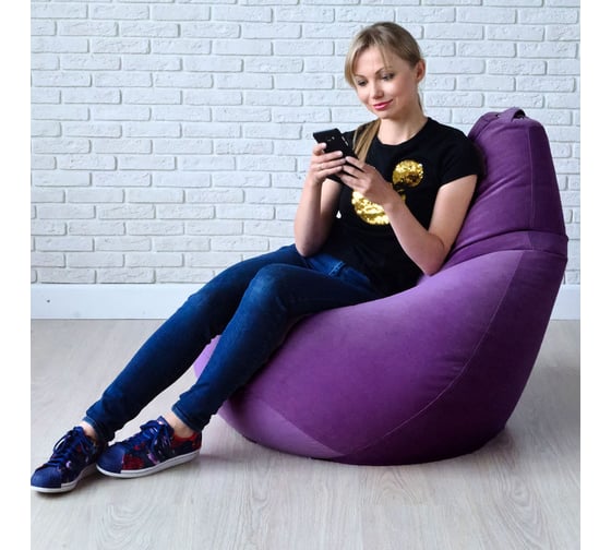 Мешок для сидения Mypuff груша размер Стандарт XXL мебельная ткань фиолетовый b_539