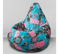 Мешок для сидения Mypuff Цветы бирюзовые груша размер Стандарт XXL b_558
