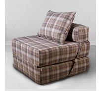 Кресло-кровать Mypuff рисунок тонкая коричневая клетка подушка 50x60 в комплекте kv_507