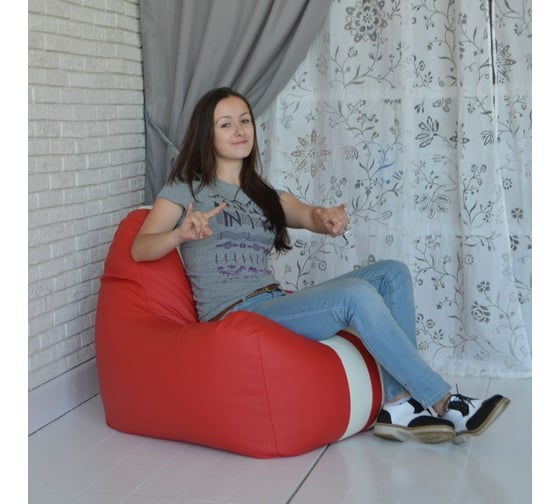 Мешок для сидения Mypuff спортбэг размер XXL оксфорд красный с белым sport_017_013