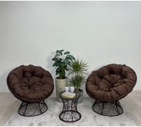 Комплект Лаура “Папасан Плюс” 2 кресла + столик со стеклом (черный) + 2 подушки ( шоколадный) PAPSpl_kmpt_102