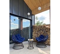 Набор садовый Лаура ОРЕОН коричневый 2 кресла, столик, 2 подушки (синий, полиэстер) ORN_kmtk_309