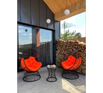 Набор садовый Лаура ОРЕОН коричневый 2 кресла, столик, 2 подушки (оранжевый, полиэстер) ORN_kmtk_312